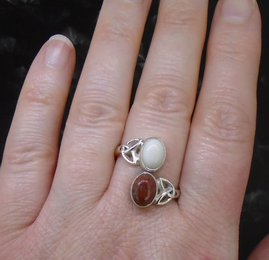 Scottish Lewisian and Iona Twin Celtic Knot Sterling Silver Ring