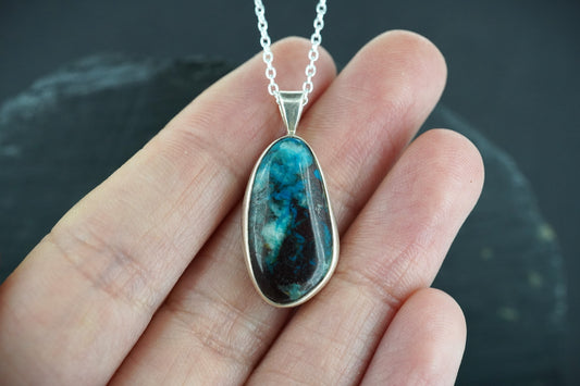 Chrysocolla & Cuprite Sterling Silver Pendant