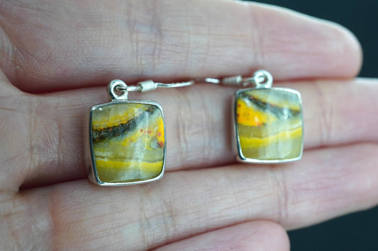 Bumblebee Jasper Sterling Silver Drop Earrings