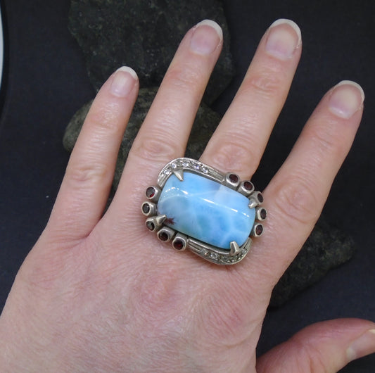 'Siren Song' Larimar Sterling Silver Statement Ring