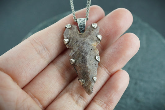 Neolithic Arrowhead Hammered Sterling Silver Pendant
