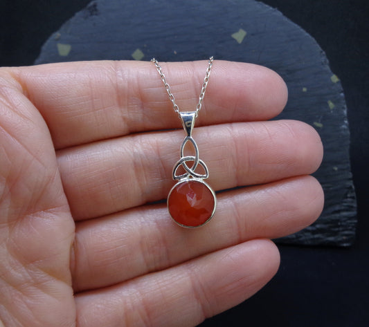 Indian Carnelian Sterling Silver Celtic Pendant