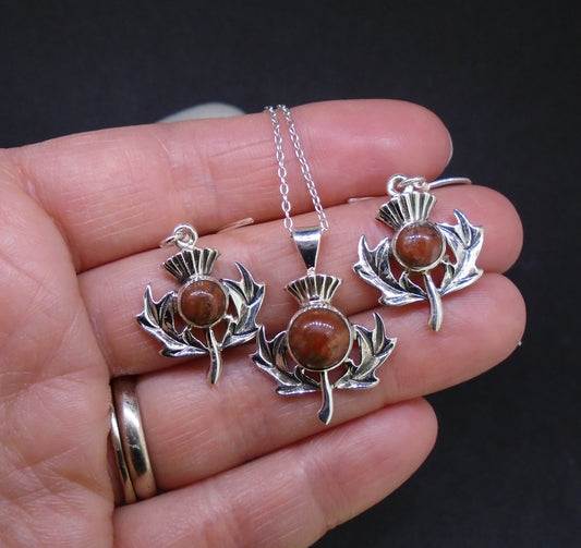 Lewisian Sterling Silver Thistle Set