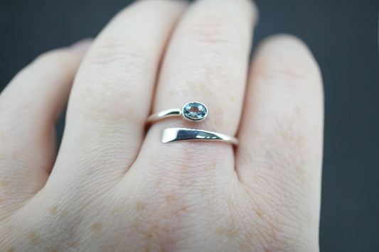 Aquamarine Sterling Silver Wire Ring