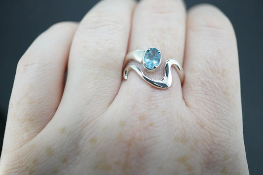 Aquamarine Sterling Silver Wave Ring
