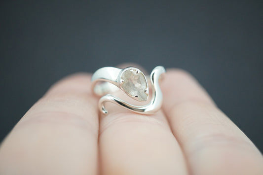 Kingdom 'Diamond' Sterling Silver Drop Wave Ring