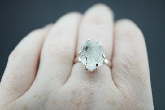 Kingdom 'Diamond' Sterling Silver Oval Rough Rock Ring