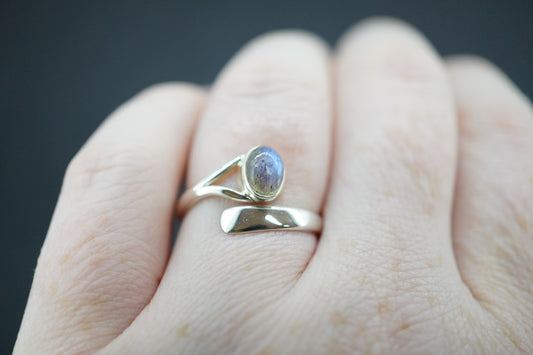 Labradorite Sterling Silver Oval Wire Ring