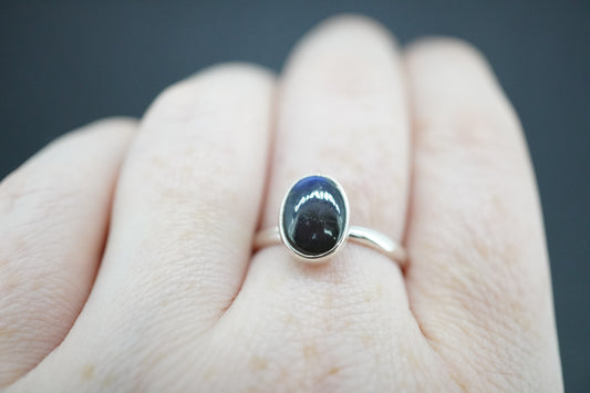 Labradorite Sterling Silver Oval Ring