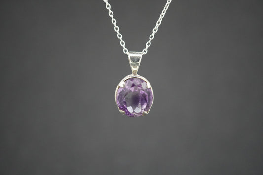 Amethyst Sterling Silver Oval Pendant