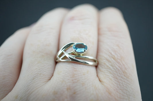 Blue Topaz Sterling Silver Celtic Oval Ring