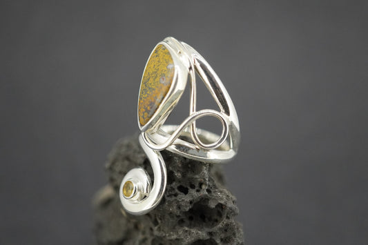 Campsie Fells Jasper and Citrine Sterling Silver Swirl Ring