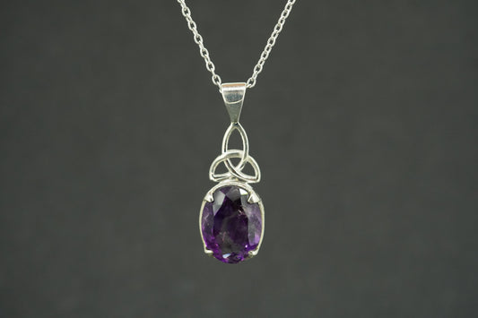Amethyst Sterling Silver Oval Pendant