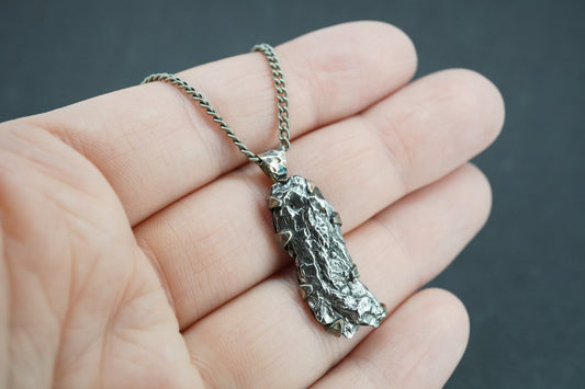 Meteorite Sterling Silver Long Pendant