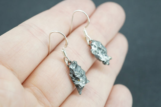 Meteorite Sterling Silver Medium Drop Earrings