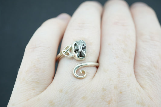 Meteorite Sterling Silver Trinity Ring