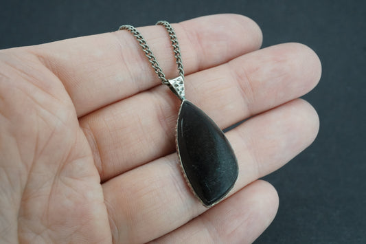 Edinburgh Castle Rock Long Drop Sterling Silver Pendant