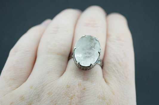 Kingdom 'Diamond' Sterling Silver Oval Solitaire Ring
