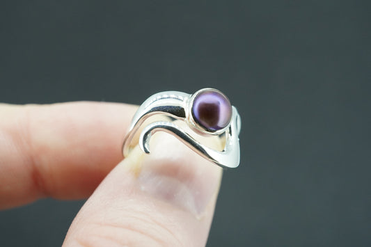 Pearl Sterling Silver Small Wave Ring