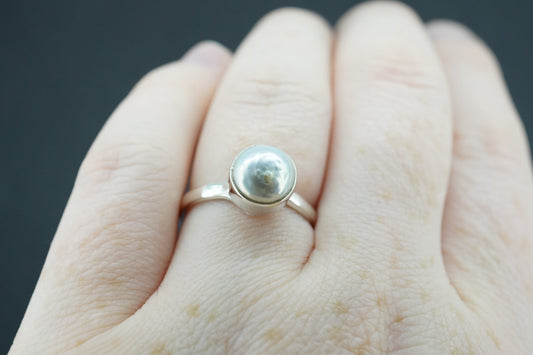 Pearl Sterling Silver Light Solitaire Ring