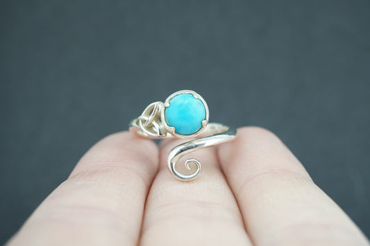 Turquoise Sterling Silver Round Celtic Ring
