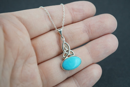 Turquoise Sterling Silver Celtic Pendant