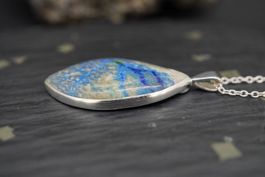 Cornish Azurite Sterling Silver Drop Pendant