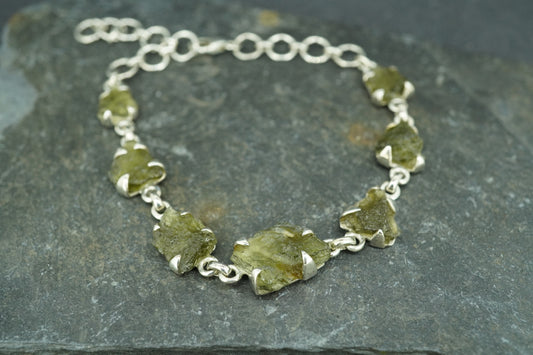 Moldavite Sterling Silver Bracelet