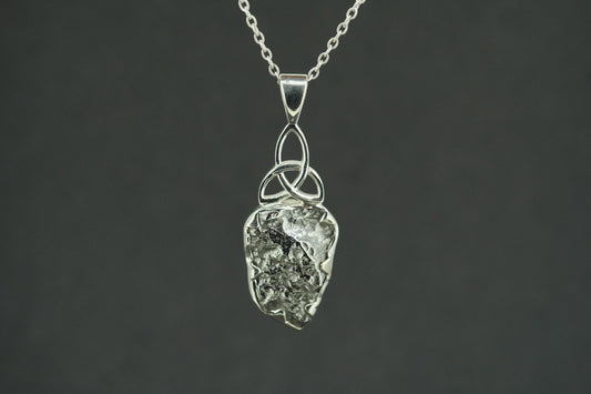 Meteorite Sterling Silver Drop Celtic Pendant