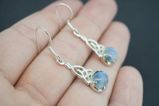 Moonstone Sterling Silver Celtic Earrings