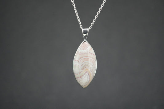 Scottish Agate Sterling Silver Marquise Pendant