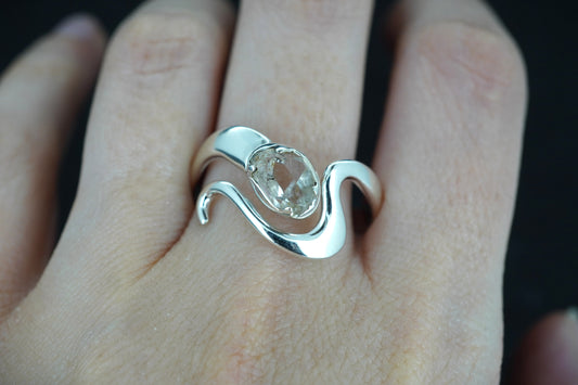 Herkimer Diamond Sterling Silver Wave Ring image 1