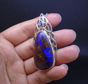 Koroit Opal & Sapphire Sterling Silver Celtic Pendant image 3