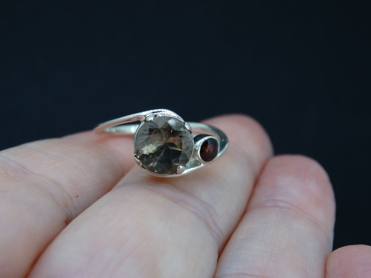 Perthshire Smoky Quartz and Garnet Sterling Silver Ring image 2