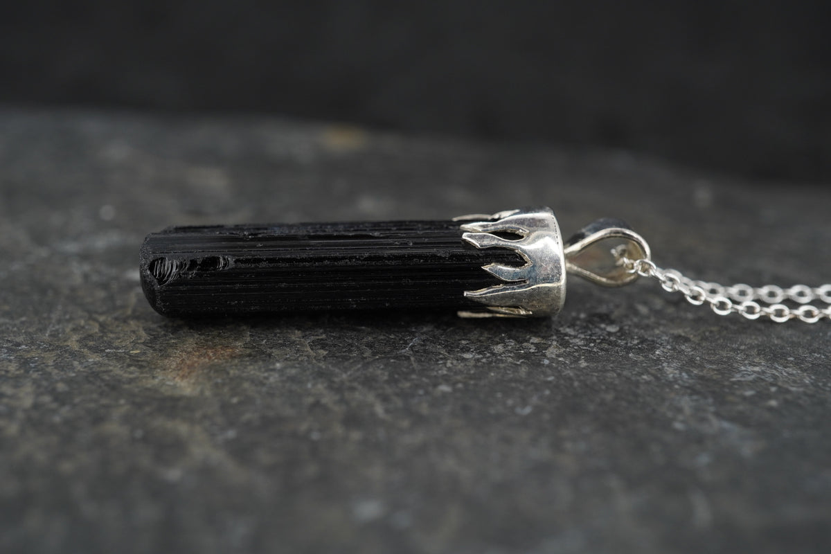 Black Tourmaline Shard Sterling Silver Pendant image 2