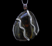 Blue Amber & Mexican Fire Opal  Sterling Silver Pendant image 0