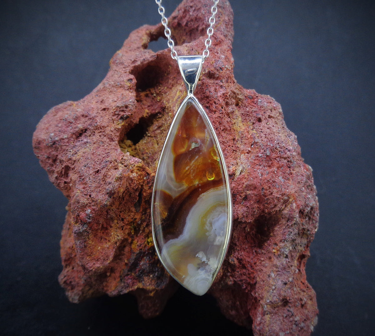 Arizona Fire Agate Sterling Silver Pendant image 0