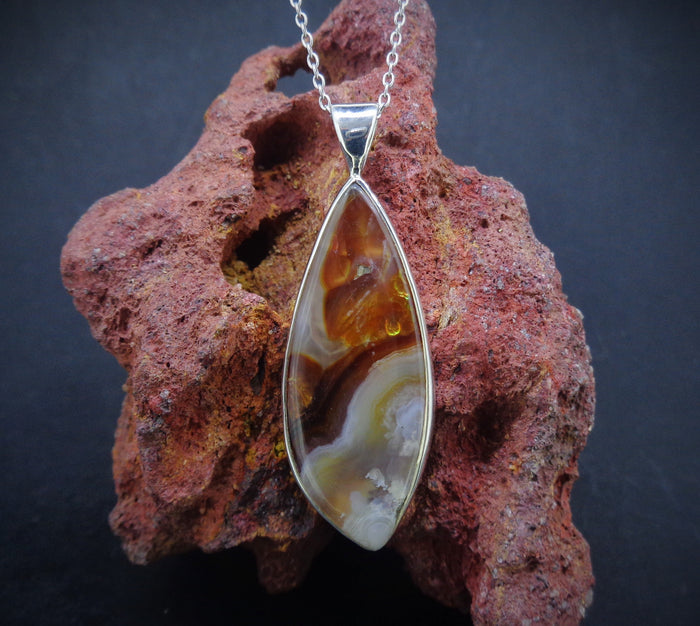 Arizona Fire Agate Sterling Silver Pendant image 0