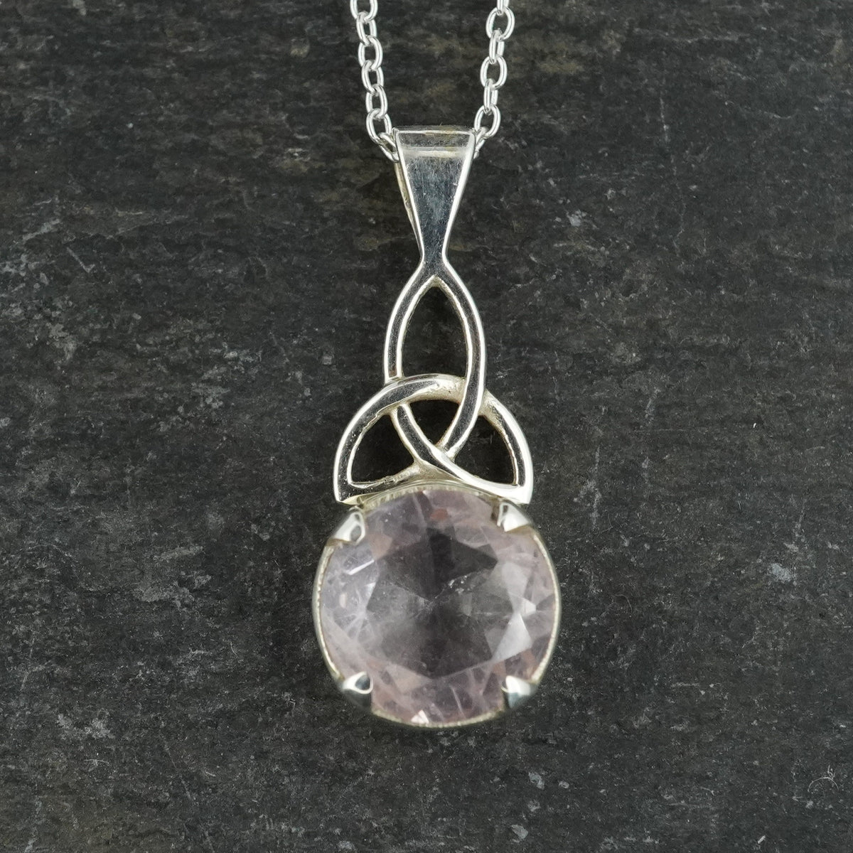 Rose Quartz Sterling Silver Celtic Knot Pendant image 0