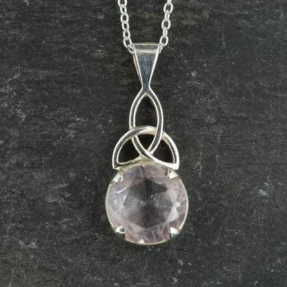 Rose Quartz Sterling Silver Celtic Knot Pendant image 0