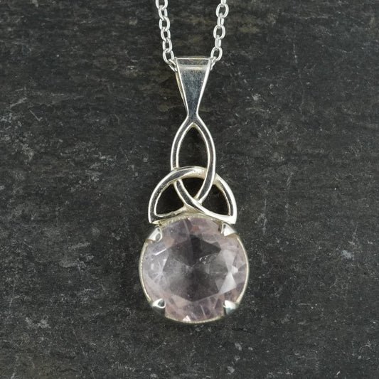 Rose Quartz Sterling Silver Celtic Knot Pendant image 0