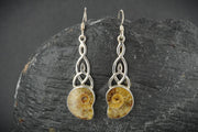 Ammonite Sterling Silver Celtic Drop Earrings image 0