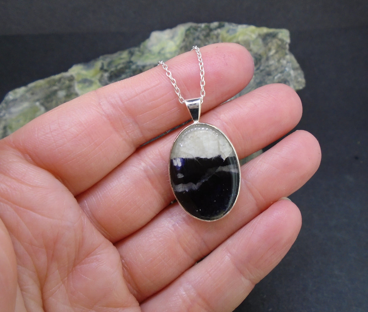 Blue John Sterling Silver Oval Pendant image 2