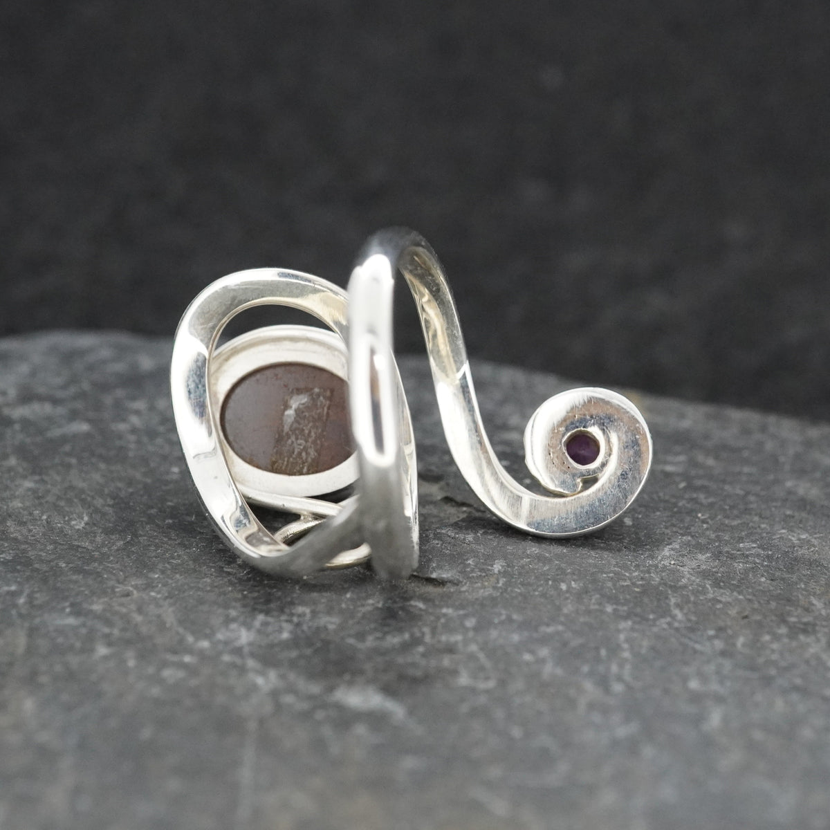 Opal Doublet & Pink Tourmaline Sterling Silver Wrap Ring image 4