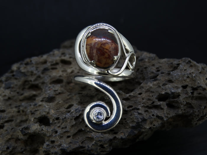 Arthur's Seat Jasper & Zircon Sterling Silver Ring image 0