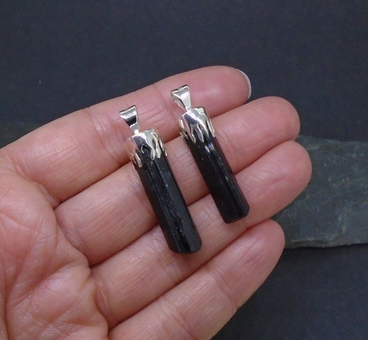 Black Tourmaline Shard Sterling Silver Pendant image 7