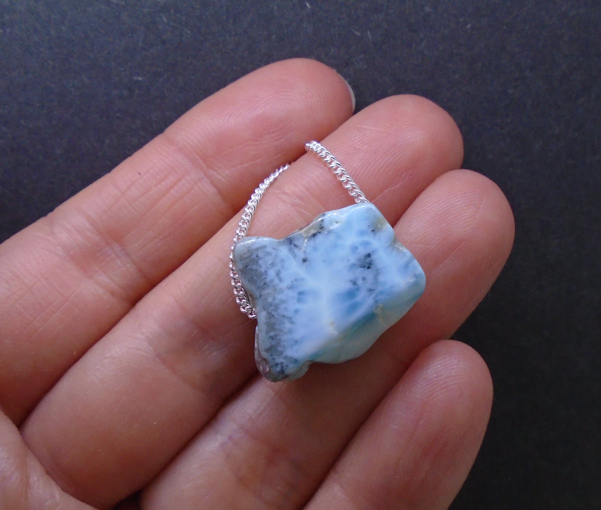 Larimar Nugget with Sterling Silver Chain image 5