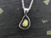 Gold Nugget Sterling Silver Pendant - 17x8mm image 0