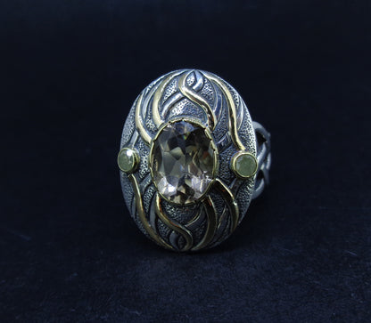 'Tatha' Perthshire Smoky Quartz & Misty Diamond, Scottish Gold & Silver Ring image 2
