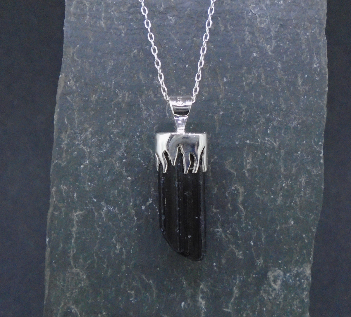 Black Tourmaline Shard Sterling Silver Pendant image 6